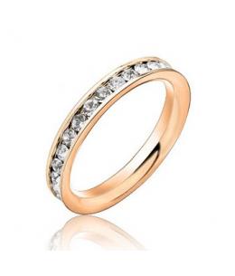 Krásný ocelový prsten Eternity s čirými zirkony z chirurgické oceli (316L) - zlatý