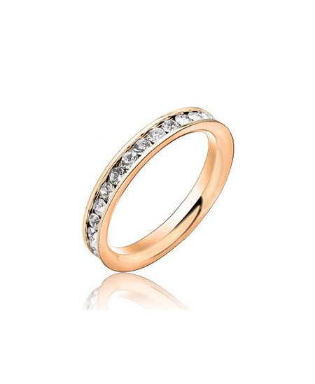 Krásný ocelový prsten Eternity s čirými zirkony z chirurgické oceli (316L) - zlatý