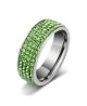 Luxusní ocelový prsten Crystal Pavé se zelenými krystaly z chirurgické oceli (316L) 