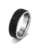 Luxusní ocelový prsten Crystal Pavé s černými krystaly z chirurgické oceli (316L) 