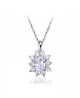 Luxusní rhodiovaný náhrdelník - řetízek a přívěsek Floral ve tvaru květiny se zirkony