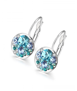 Nádherné visací náušnice Round Crystals s rakouskými krystaly - azurově-modré
