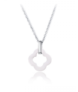Ocelový keramický náhrdelník - řetízek a přívěsek ve tvaru čtyřlístek Clover - chirurgická ocel 316L