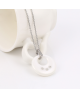 Ocelový keramický náhrdelník - řetízek a přívěsek se zirkony ve tvaru kruhu Triple Donut - chirurgická ocel 316L