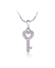 Rhodiovaný náhrdelník - řetízek a přívěsek Love Key ve tvaru klíče se zirkony