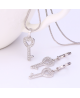 Rhodiovaný náhrdelník - řetízek a přívěsek Love Key ve tvaru klíče se zirkony