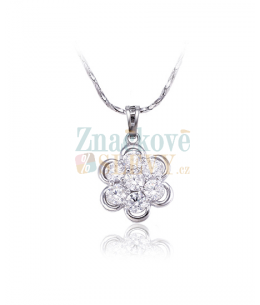 Rhodiovaný náhrdelník - řetízek a přívěsek Jasmine ve tvaru květiny se zirkony