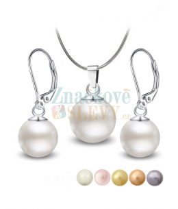 Ocelový set - náušnice a náhrdleník Radiance Pearl s perlou Swarovski - chirurgická ocel 316L