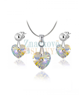 Elegantní ocelový set Xirius Heart s krystaly Swarovski ve tvaru srdce - chirurgická ocel 316L