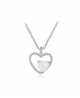 Stříbrný náhrdelník Doubleheart - řetízek a přívěsek ve tvaru dvojitého srdce se zirkony a opálem z pravého stříbra (925/1000)