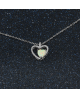 Stříbrný náhrdelník Doubleheart - řetízek a přívěsek ve tvaru dvojitého srdce se zirkony a opálem z pravého stříbra (925/1000)