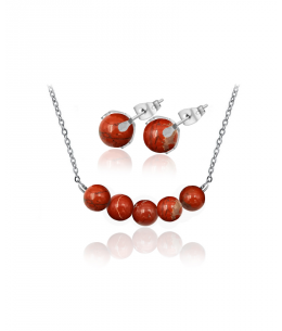 Ocelový set Gemstone Beads s přírodními kameny - červený Jaspis