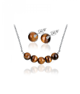 Ocelový set Gemstone Beads s přírodními kameny - Tygří oko