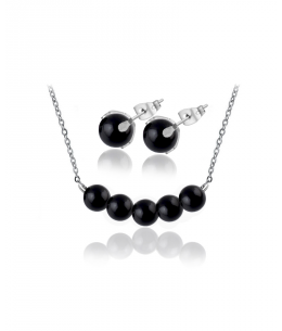 Ocelový set Gemstone Beads s přírodními kameny - černý Achát