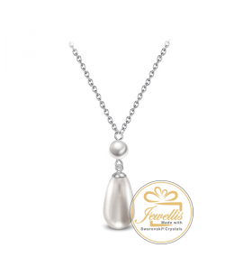 Ocelový náhrdelník Two Pearls s perlami Swarovski - chirurgická ocel 316L
