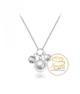 Ocelový náhrdelník Charms s krystalem a perlami Swarovski - chirurgická ocel 316L
