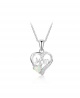 Stříbrný náhrdelník Heart Mom - řetízek a přívěsek ve tvaru srdce se zirkony a opálem z pravého stříbra (925/1000)