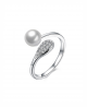 Stříbrný prsten Infinity Pearl se zirkony a perlou z pravého stříbra (925/1000)