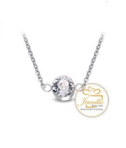 Ocelový náhrdelník Solitare Chaton s krystalem Swarovski - chirurgická ocel 316L
