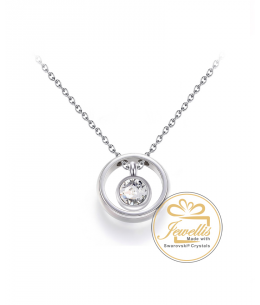 Ocelový náhrdelník Open Round Chaton s krystalem Swarovski - chirurgická ocel 316L