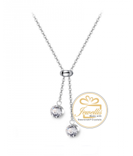Ocelový náhrdelník Double Slide Chaton s krystaly Swarovski - chirurgická ocel 316L