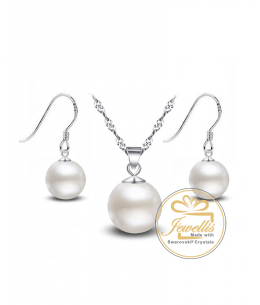 Stříbrný perlový set - náhrdelník a náušnice s perlami Swarovski z pravého stříbra (925/1000)